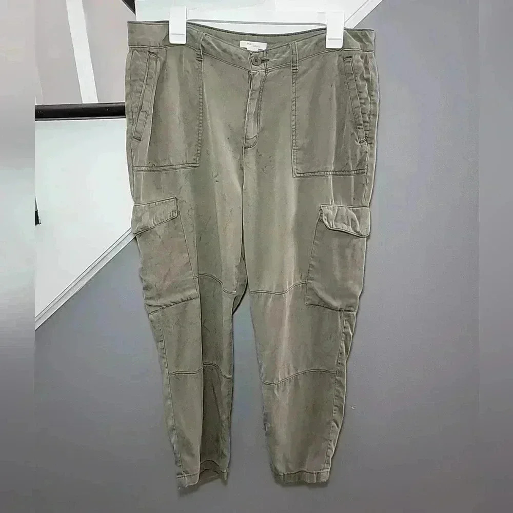 Daily Ritual Pants Womens 14 Olive Green Tapered Fit Big Pockets Comfort Casual